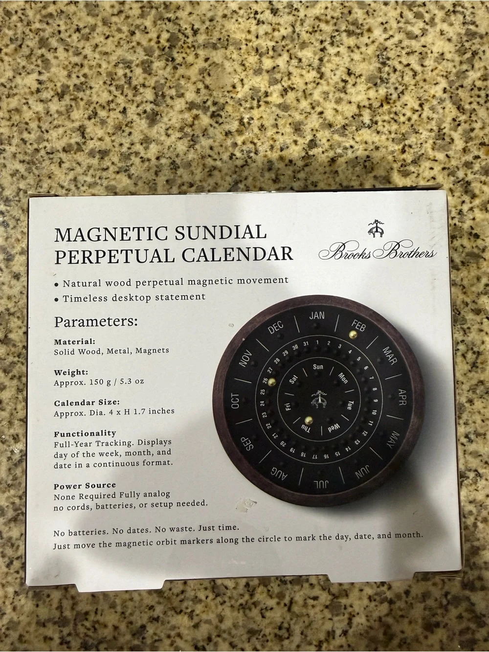 Brooks Brothers Magnetic Sundial Perpetual Calendar - Brown new with tag